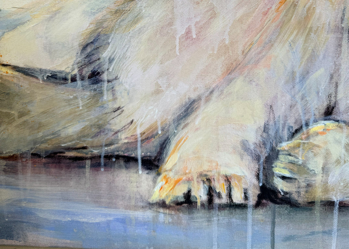 Close-up of the polar bear's paws and paint drips in What Has Passed
